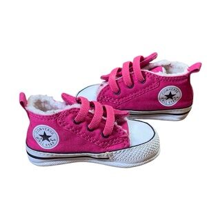 Pink converse crib shoe soft Sherpa lining soft bottom baby US SIZE 1/EU SIZE 17